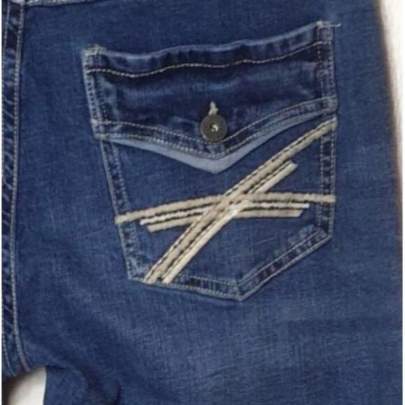 TK Axel Mens Slim Boot Jeans 36x32 Blue Denim Embroidered Pockets Preppy Clean - Picture 7 of 8